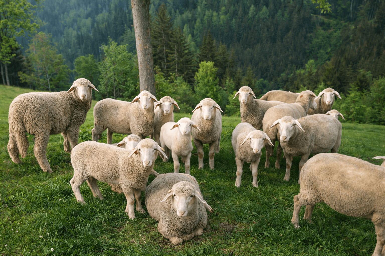 Merinoschafe auf der Weide