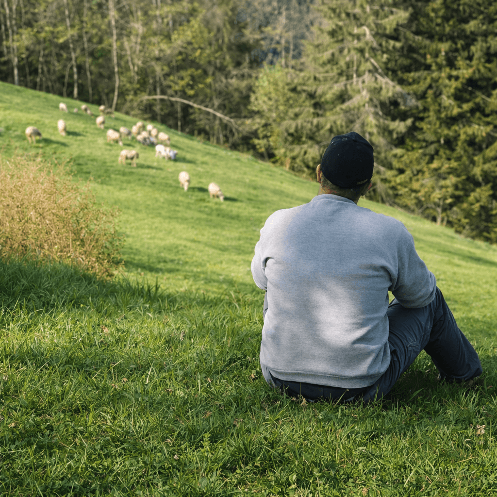Arbeit mit den Schafen auf dem Feld